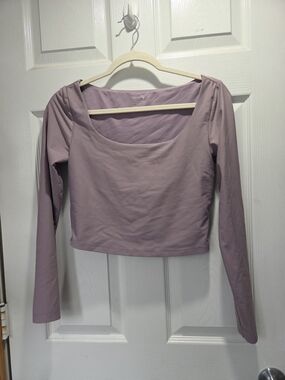 Old Navy Purple Square-Neck Long Sleeve Crop Top